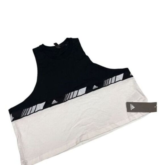 Adidas Hyper Crop Tank Top ED8136 Black Logo Performance Workout Gym - Picture 4 of 11